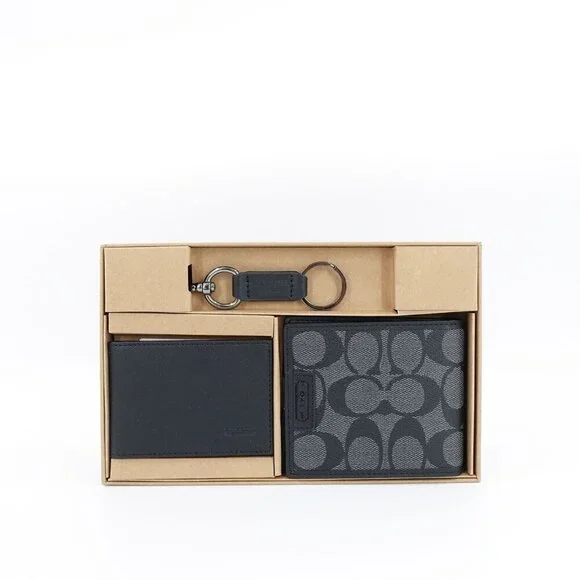 Coach Boxed 3 In 1 Wallet Gift Set Black OS - Picture 8 of 14